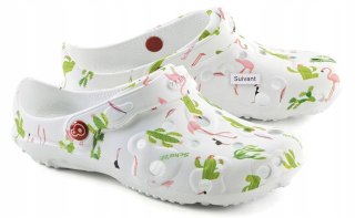 Obuwie buty klapki robocze medyczne damskie SCHU´ZZ GLOBULE PRINT Flamingo Roz 36